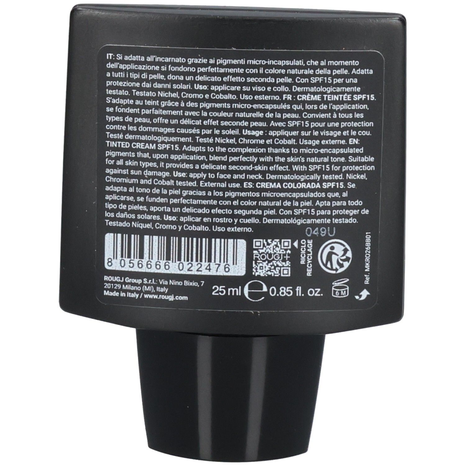 Arrière de la ROUGJ+ BB Magic crème teintée SPF15, 25ml.
