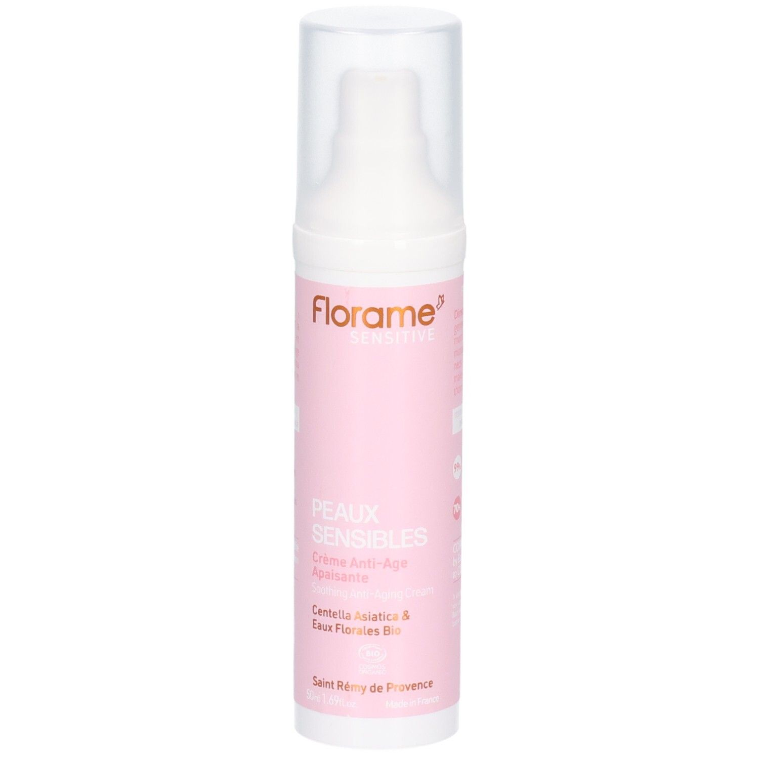 Florame Crème Anti-Age Apaisante Peaux Sensibles, flacon pompe 50ml.