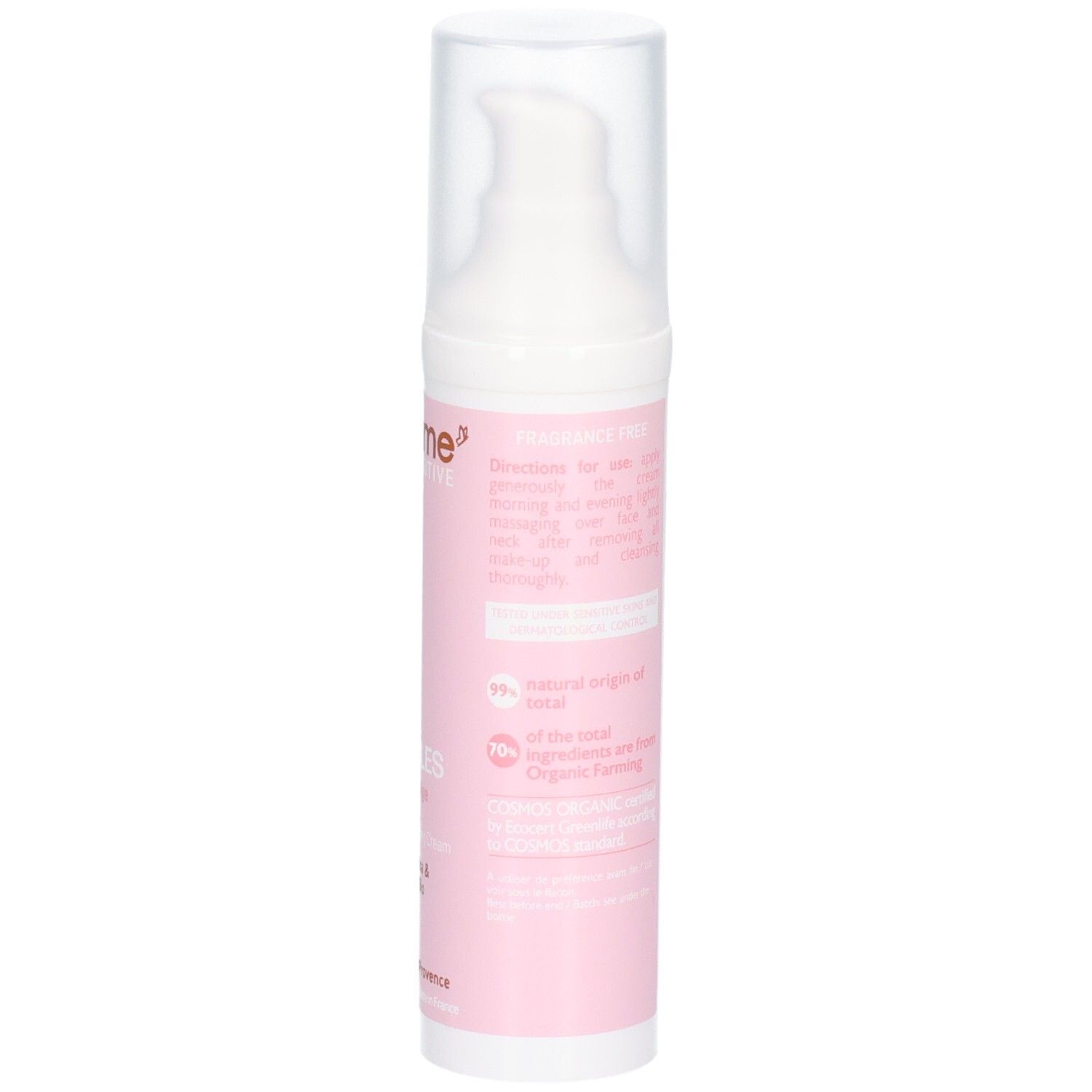 Florame Crème Anti-Age Apaisante Peaux Sensibles, flacon pompe 50ml.