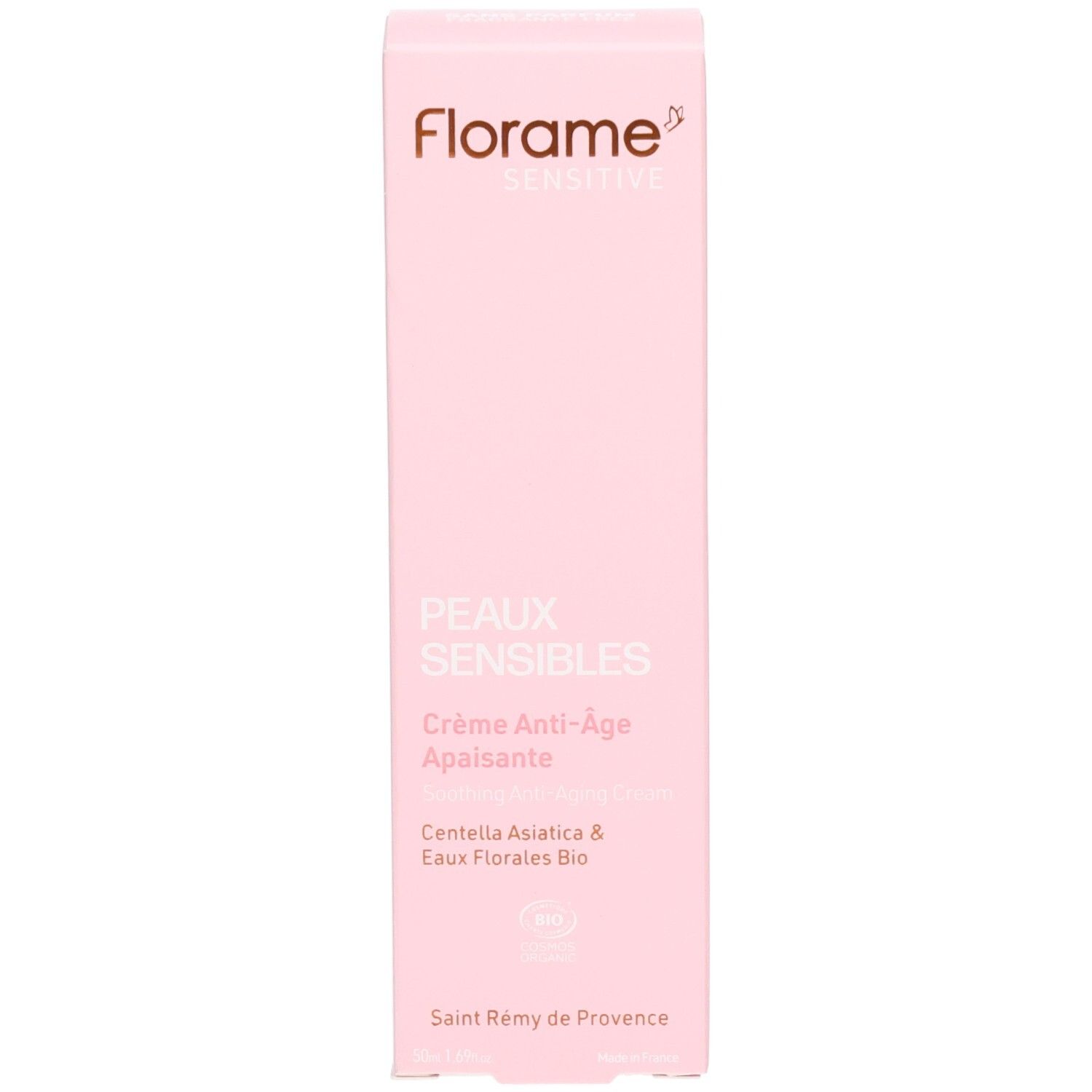 Boîte de la Florame Crème Anti-Age Apaisante Peaux Sensibles, 50ml.