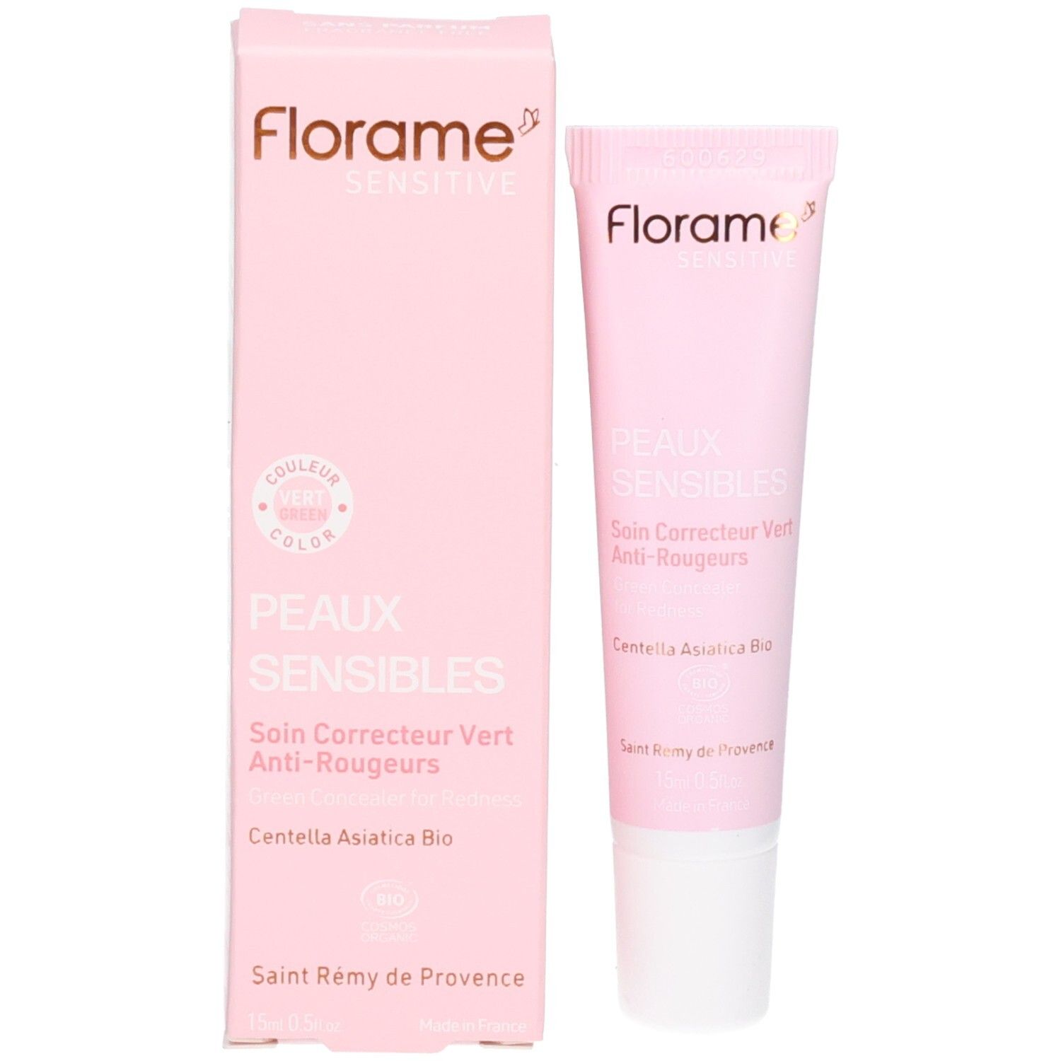 Correcteur vert Florame et son emballage pour peaux sensibles.