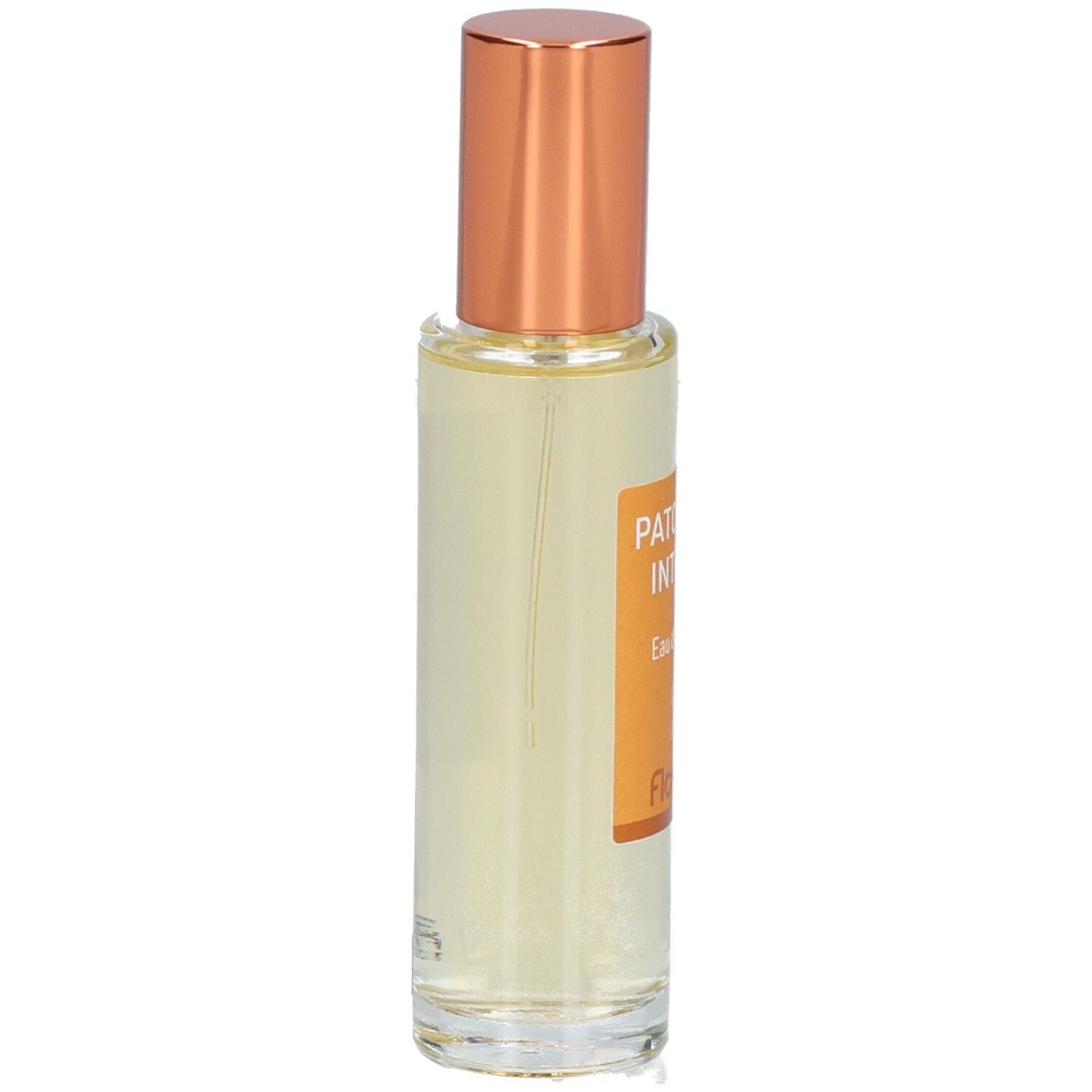 Flacon Florame Patchouli Intense Eau de Toilette, vue de côté.