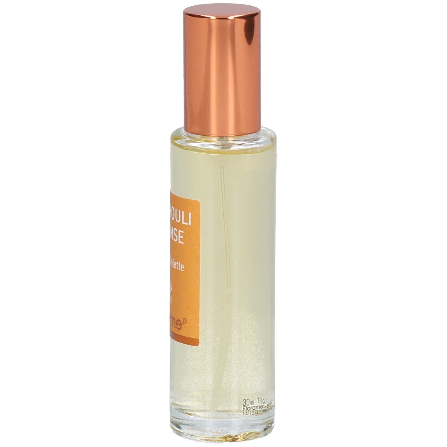 Flacon Florame Patchouli Intense Eau de Toilette, vue arrière.