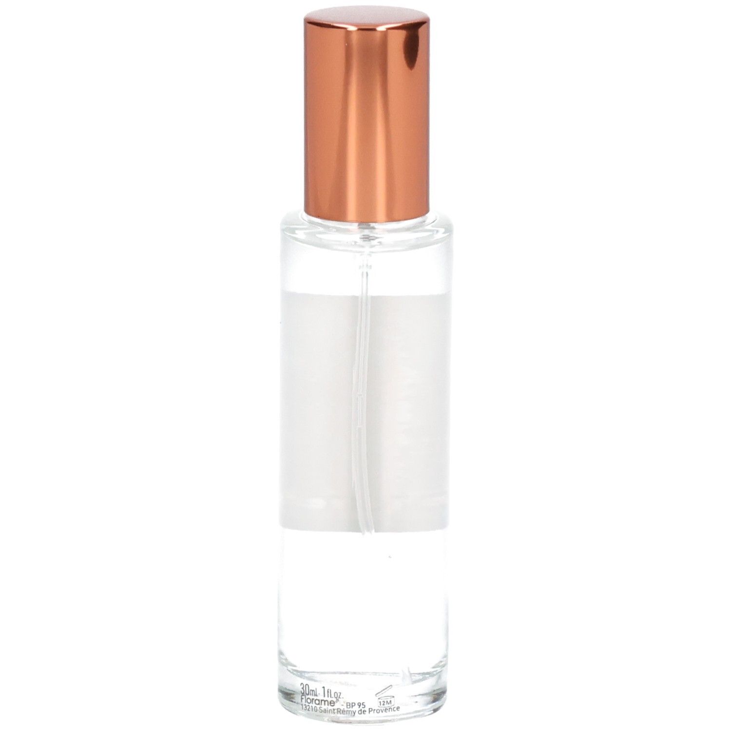 Florame Jasmin Éternel Eau de Toilette, flacon en verre avec capuchon vaporisateur rosé, vue arrière.