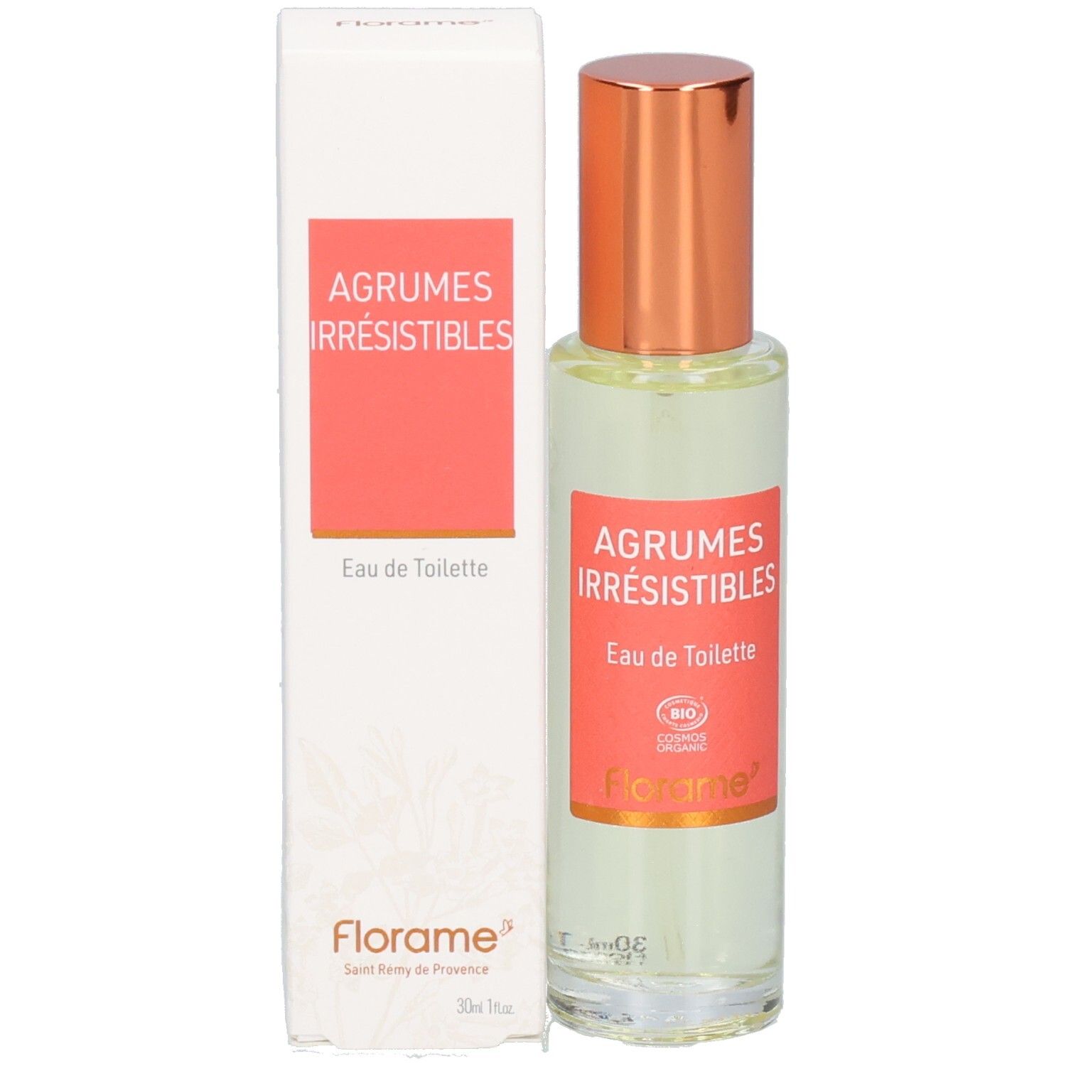 Florame Eau de Toilette Agrumes Irrésistibles, flacon et emballage.