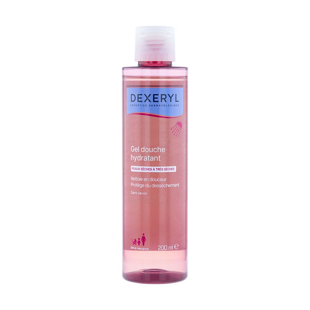 DEXERYL Gel douche hydratant apaisant pour peaux sèches, 200ml.