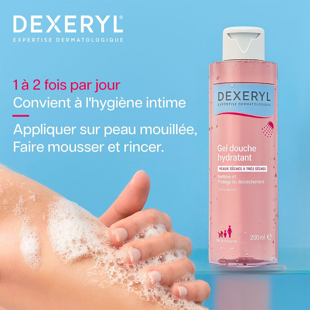 DEXERYL Gel douche pour hygiène intime, flacon 200ml.