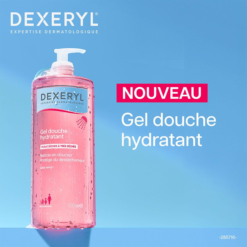 Nouveau gel douche hydratant DEXERYL avec pompe.