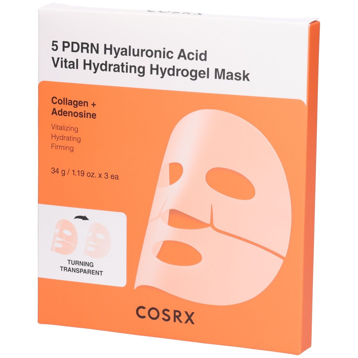 COSRX 5 PDRN Acide Hyaluronique Masque Hydrogel Vital Hydratant. Contient Collagène + Adénosine.