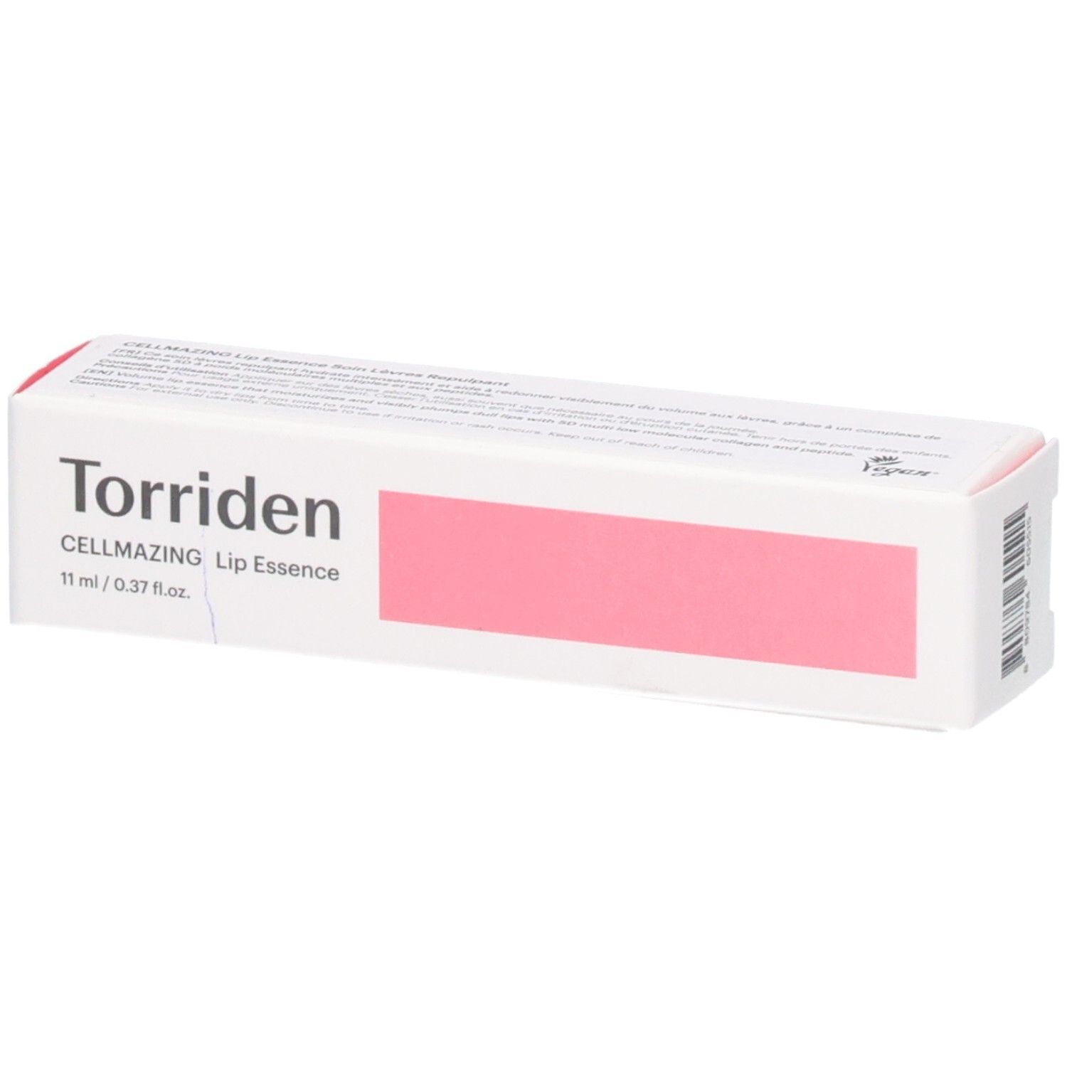 Torriden CELLMAZING Lip Essence, 11 ml. Boîte blanche avec accent rose.