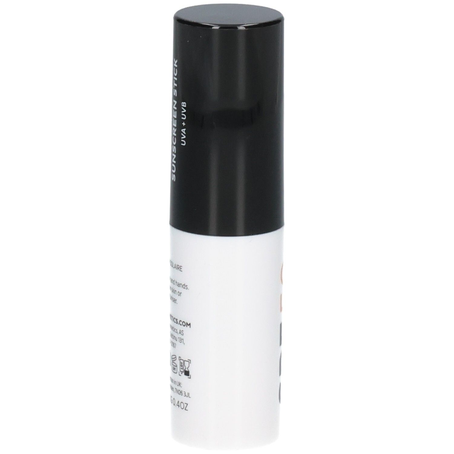 Bâton de protection solaire Madara SPF 50, vue latérale avec informations produit.
