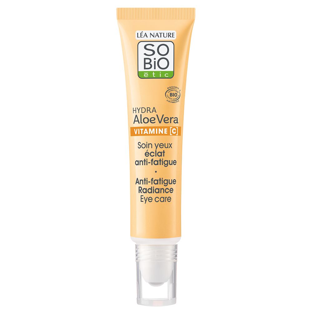 Tube de soin contour des yeux So Bio Etic à l'Aloe Vera et Vitamine C. Formule anti-fatigue.