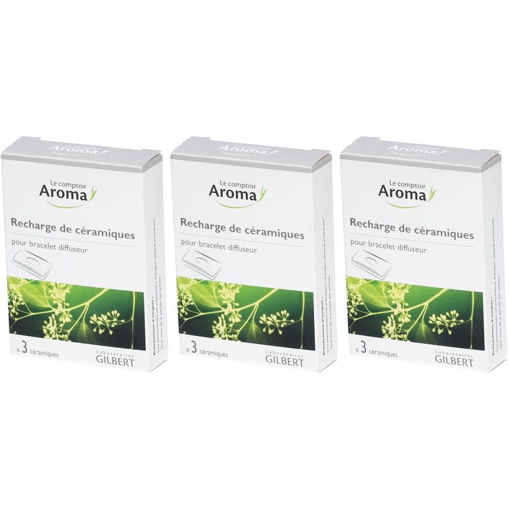 Trois boîtes de recharge de céramiques pour bracelet diffuseur, 3 céramiques par boîte.