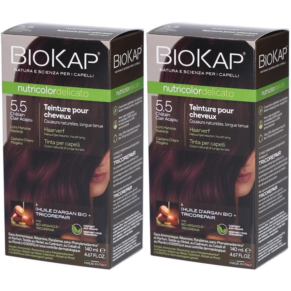 Biokap Nutricolordelicato Teinture Pour Cheveux 5.5 Châtain Clair Acajou