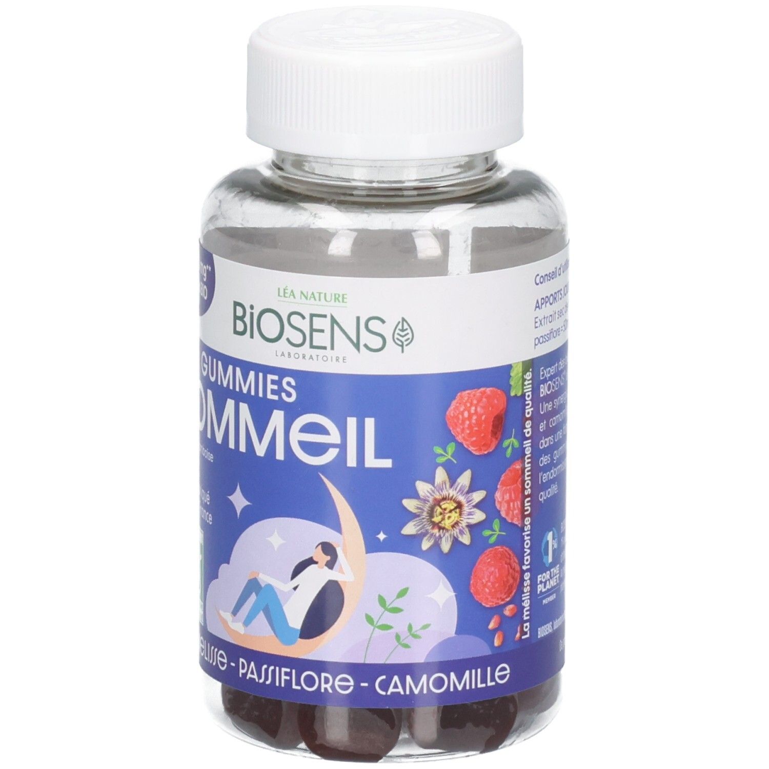 Bouteille de BSE Gummies Sommeil saveur framboise, 1200 mg Plantes BIO.