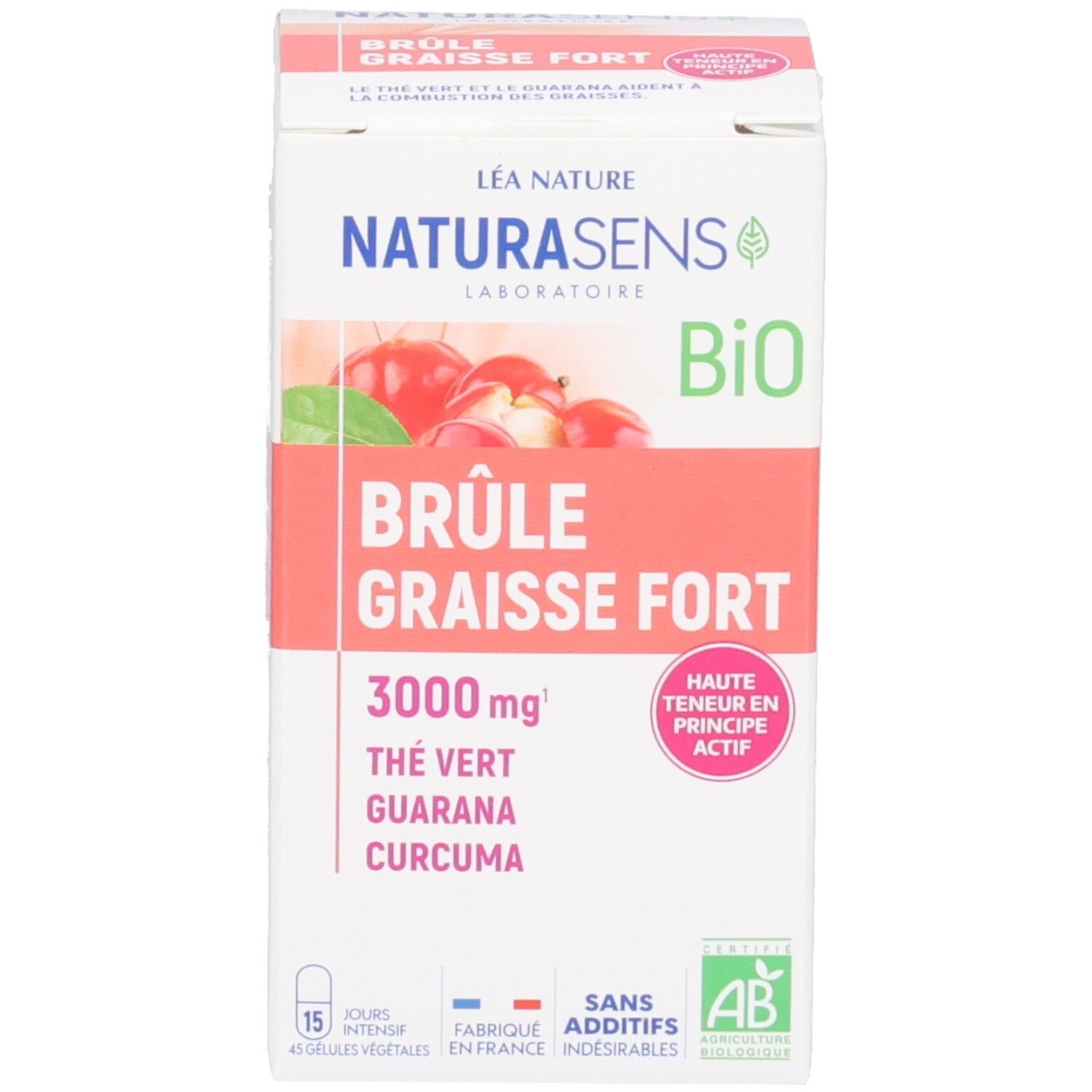 Emballage du complément alimentaire, avec guarana, thé vert et curcuma.