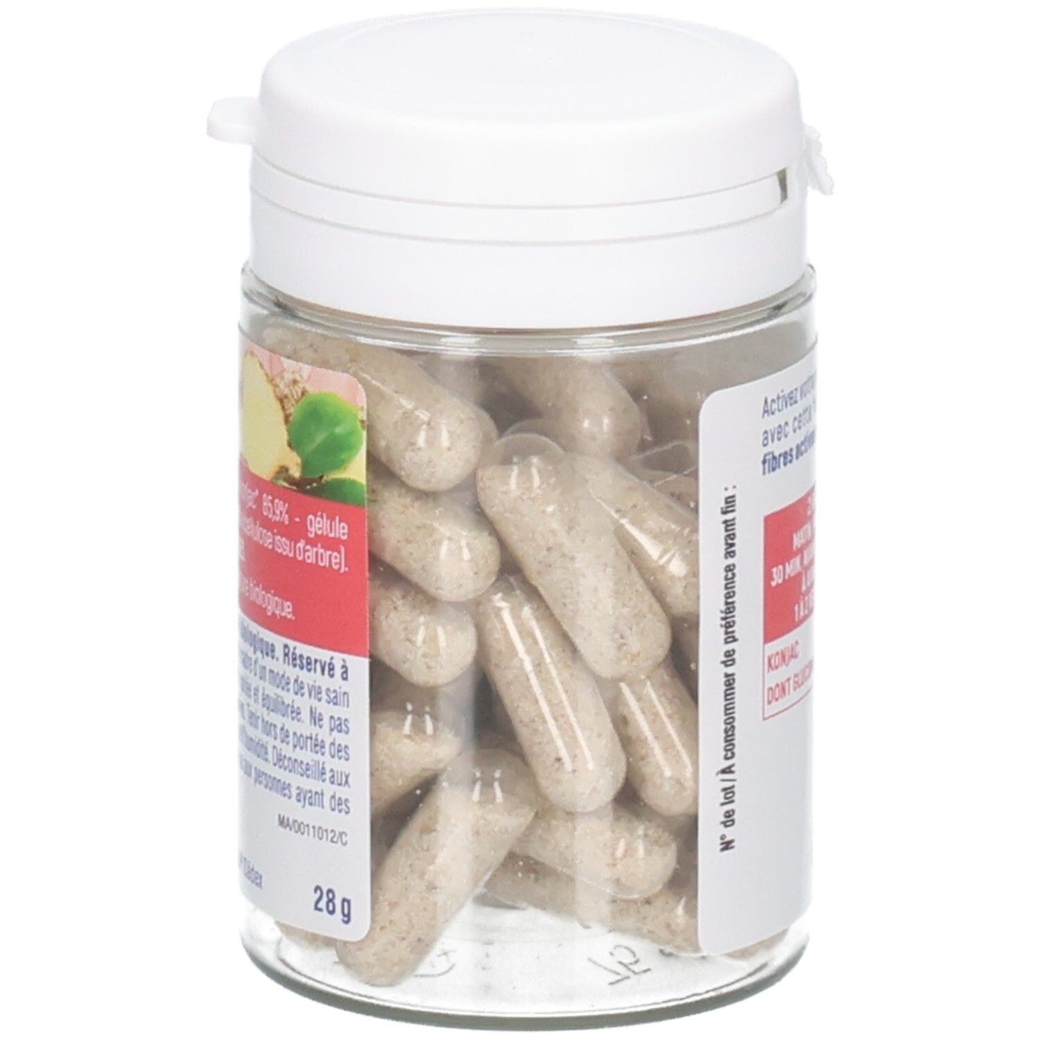 Flacon de gélules de konjac pour la perte de poids, 42 gélules végétales.