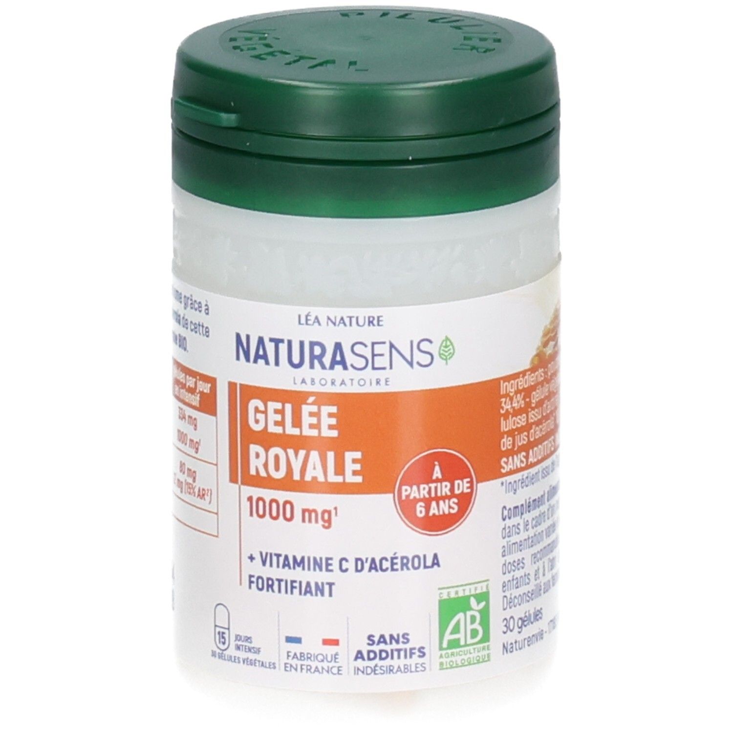 Flacon et boîte de Naturasens Gelée Royale 1000mg avec Vitamine C.