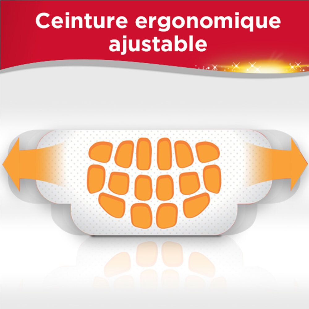 Patch chauffant ThermaCare avec ceinture ergonomique et ajustable.