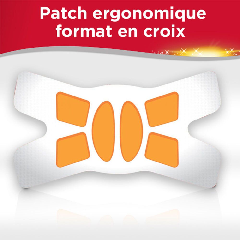 Thermacare Patch: Patch ergonomique en forme de croix pour une application ciblée.