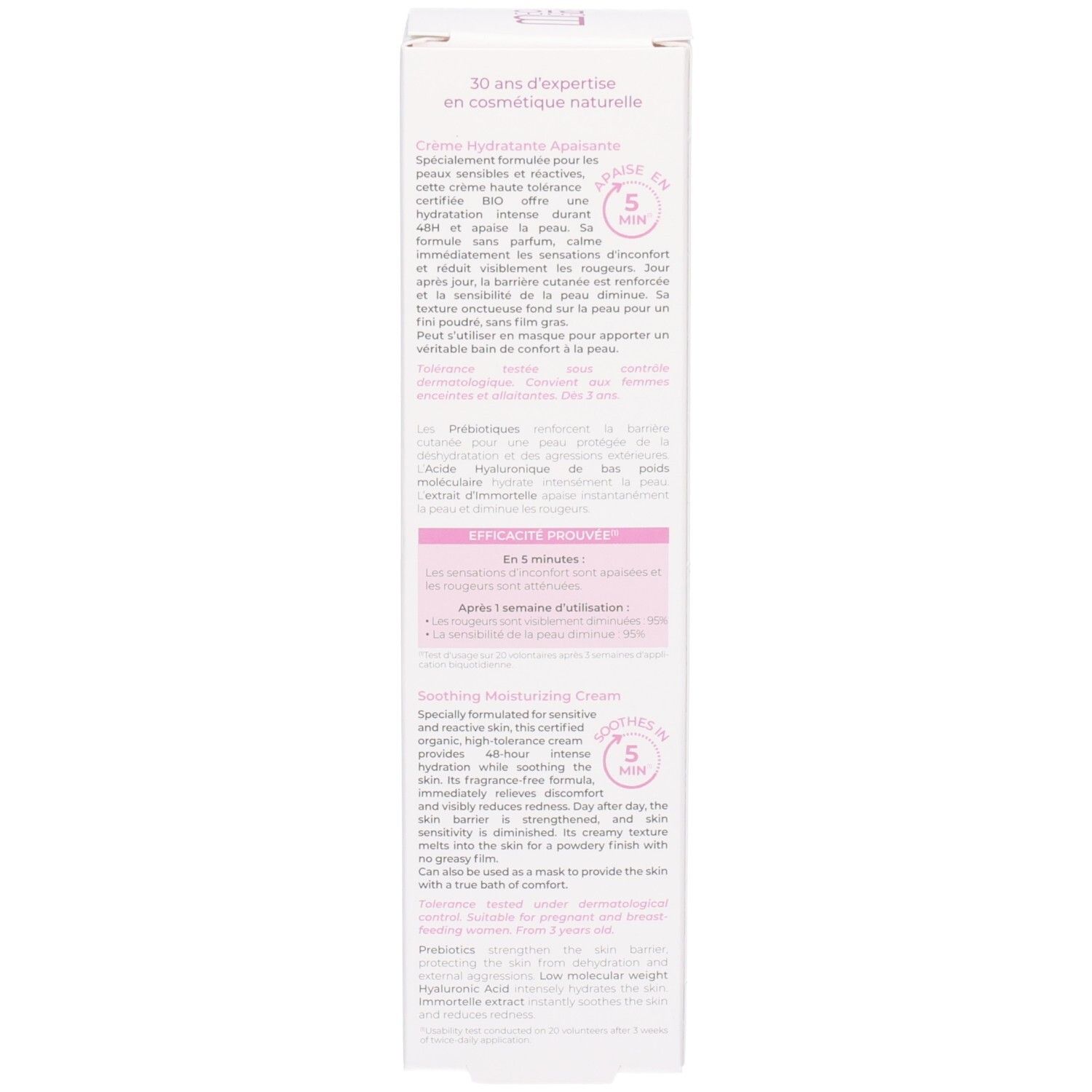 Arrière de la boîte Bcombio avec informations produit et efficacité.
