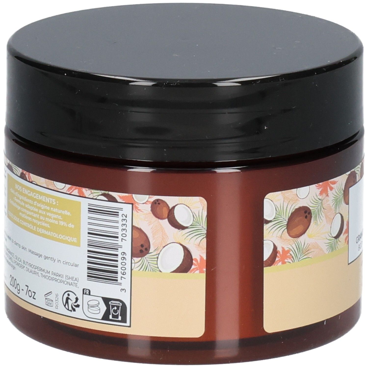 Osmaé Granité Exfoliant Corps: Arrière du pot avec code-barres et informations produit.