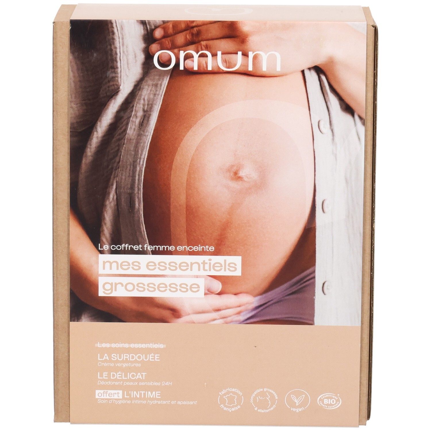 Coffret Omum pour femme enceinte, face avant de l'emballage.