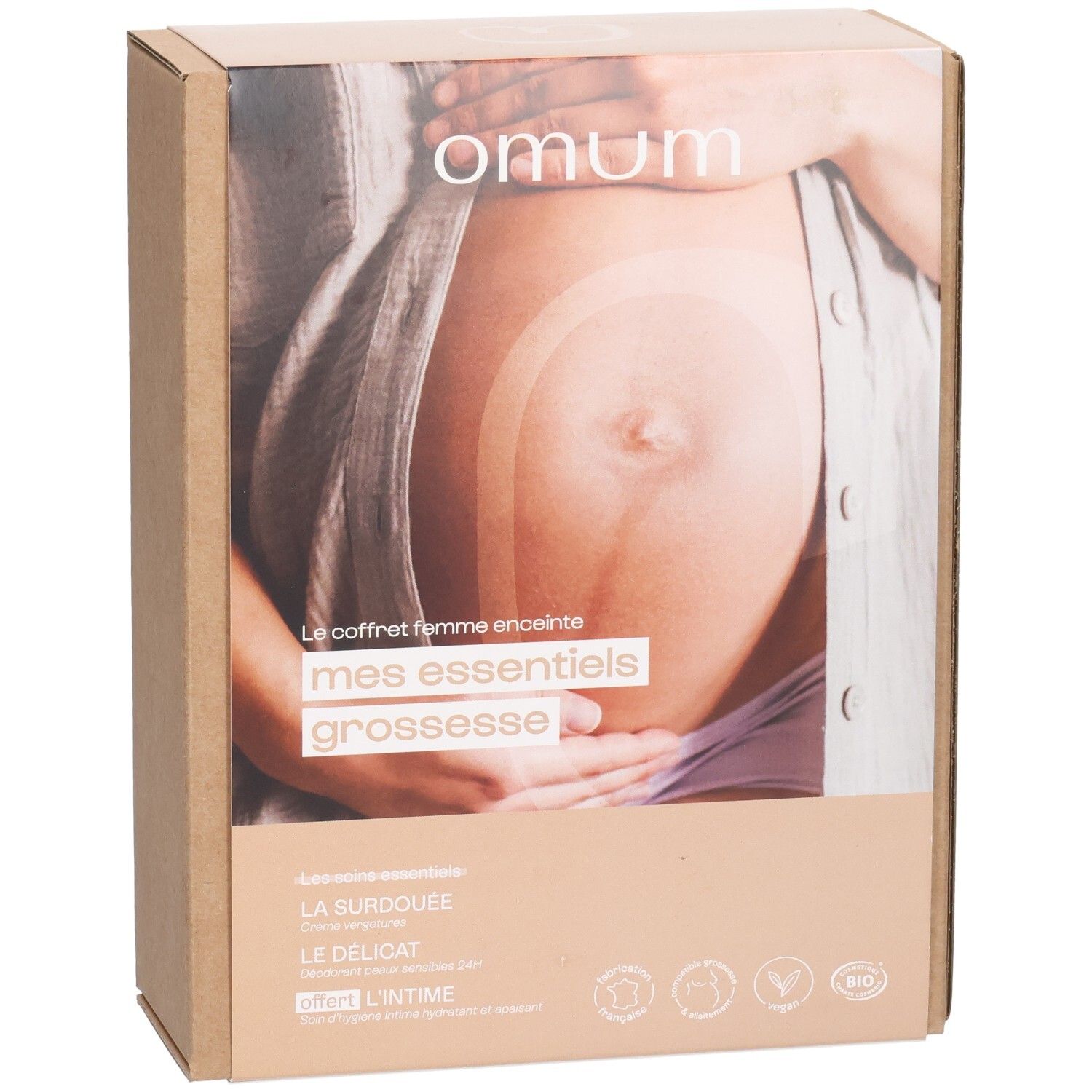 Coffret Omum pour femme enceinte, face avant de l'emballage.