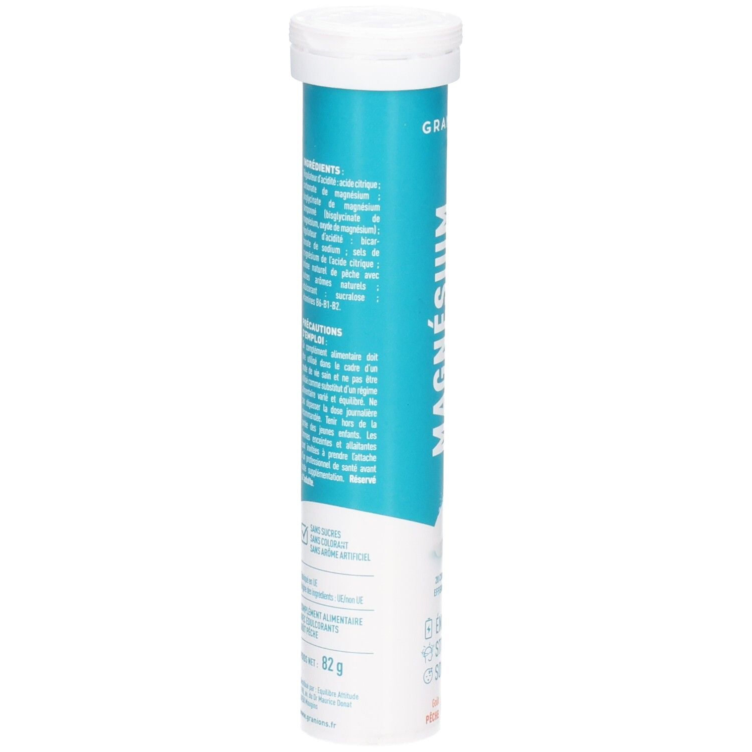 Dos du Granions Magnésium 360 mg. Liste des ingrédients et conseils d'utilisation.