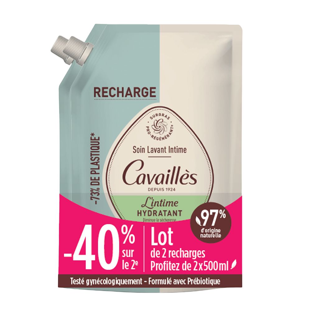 Recharge pour soin lavant intime, Cavaillès, 2x500ml.