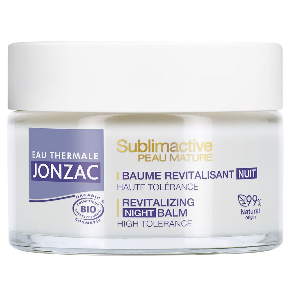 Jonzac Sublimactive Baume Revitalisant Nuit, 50ml. Haute Tolérance, 99% origine naturelle.
