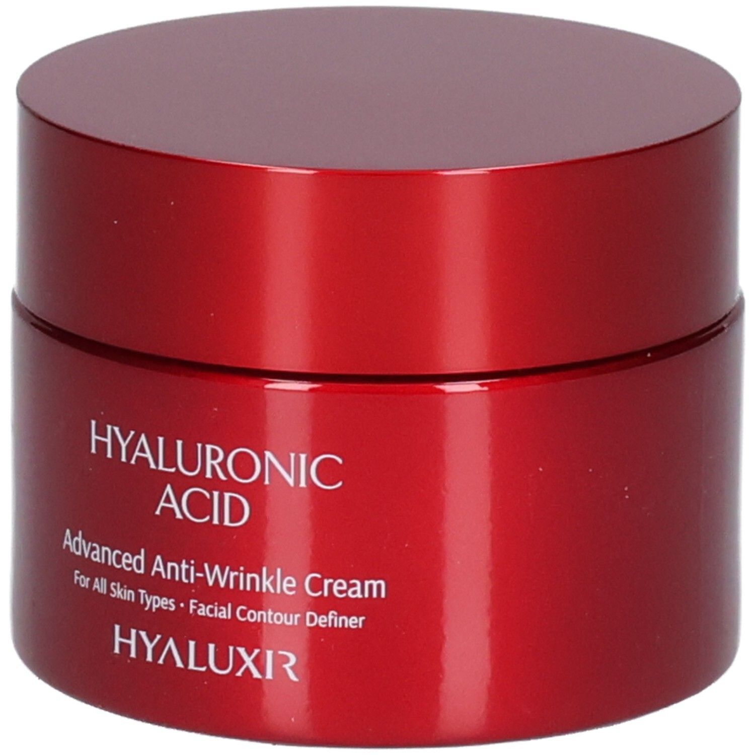 Pot rouge avec acide hyaluronique, crème anti-rides avancée, pour tous types de peau, définisseur de contour du visage, HYALUXIR.