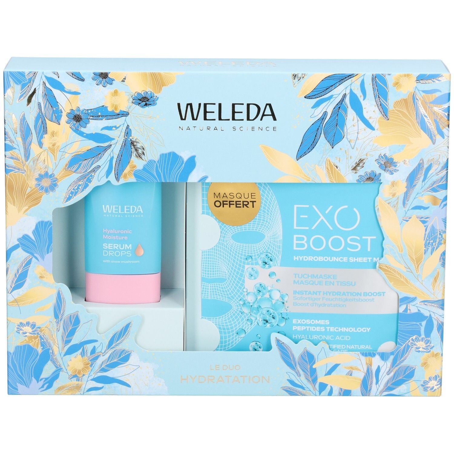 Coffret cadeau WELEDA : Serum Drops et masque Hydrobounce.