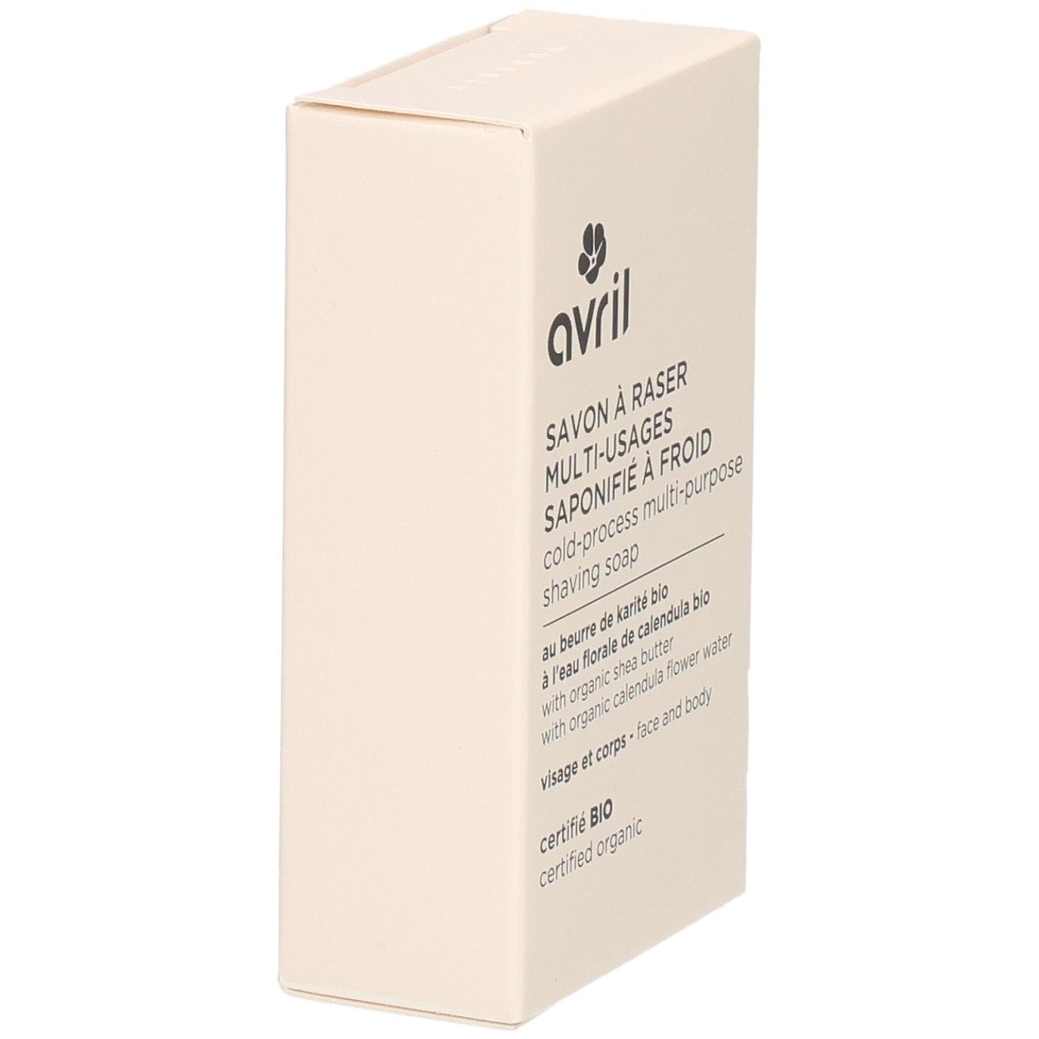 Savon à raser Avril, saponifié à froid, multi-usages, certifié bio.