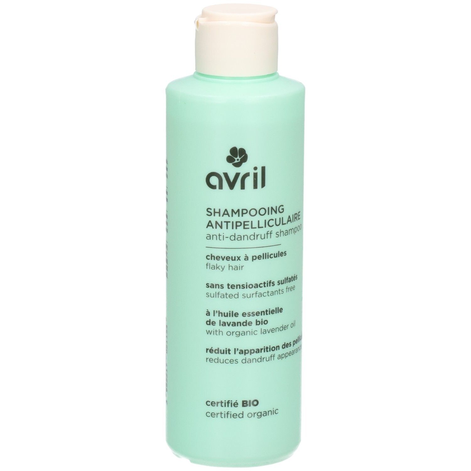 Shampooing antipelliculaire Avril, 250ml, certifié bio. Réduit l'apparence des pellicules.