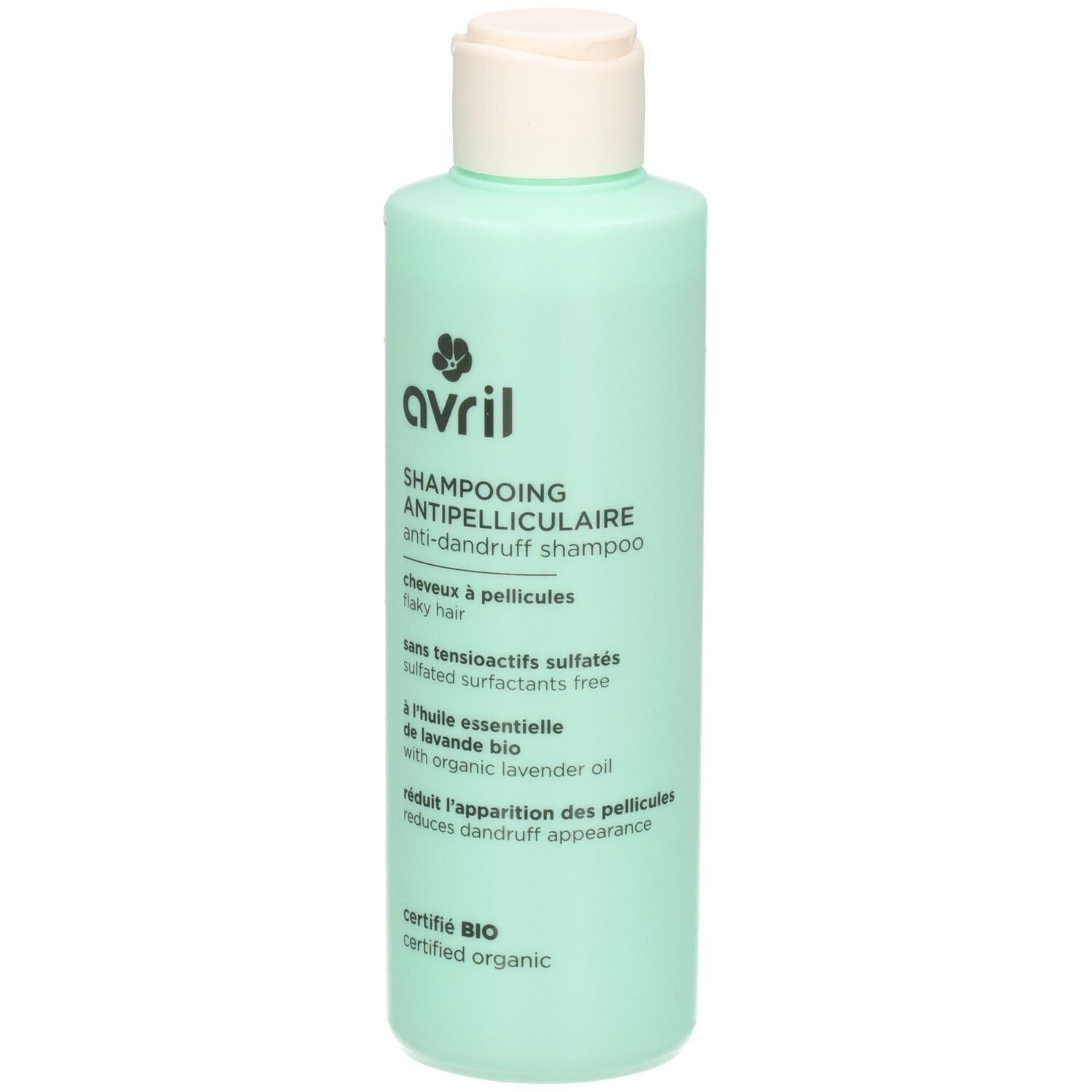 Shampooing antipelliculaire Avril, 250ml, certifié bio. Réduit l'apparence des pellicules.
