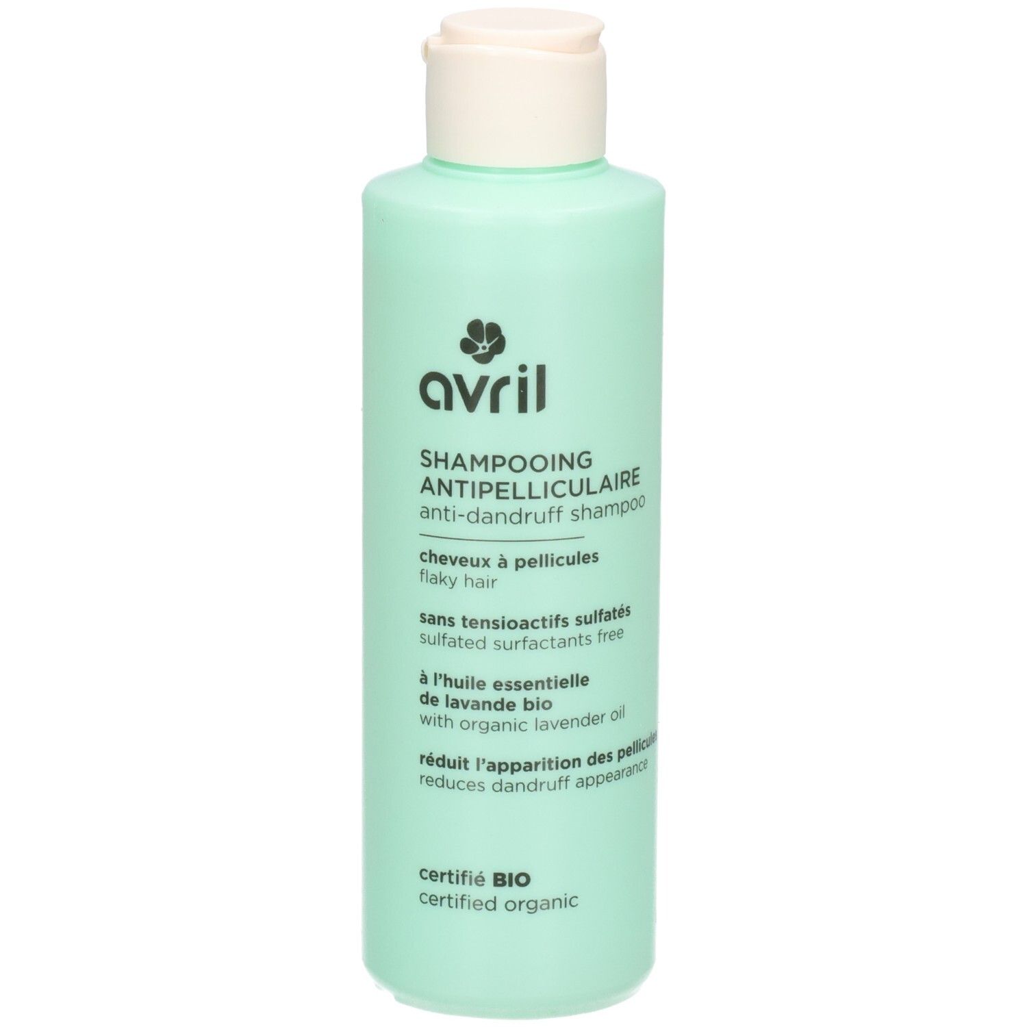 Shampooing antipelliculaire Avril, 250ml, certifié bio. Réduit l'apparence des pellicules.