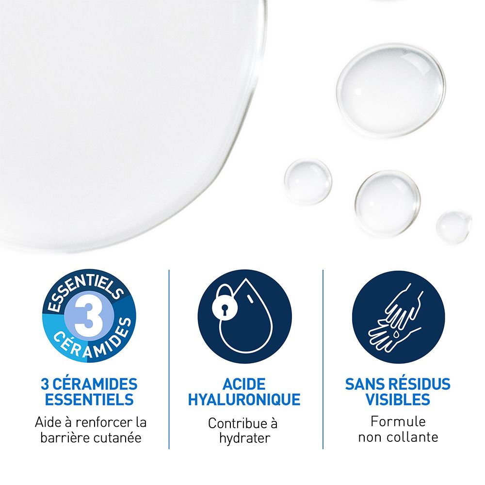 Icônes CeraVe : 3 céramides essentiels, acide hyaluronique, sans résidus. 400ml.