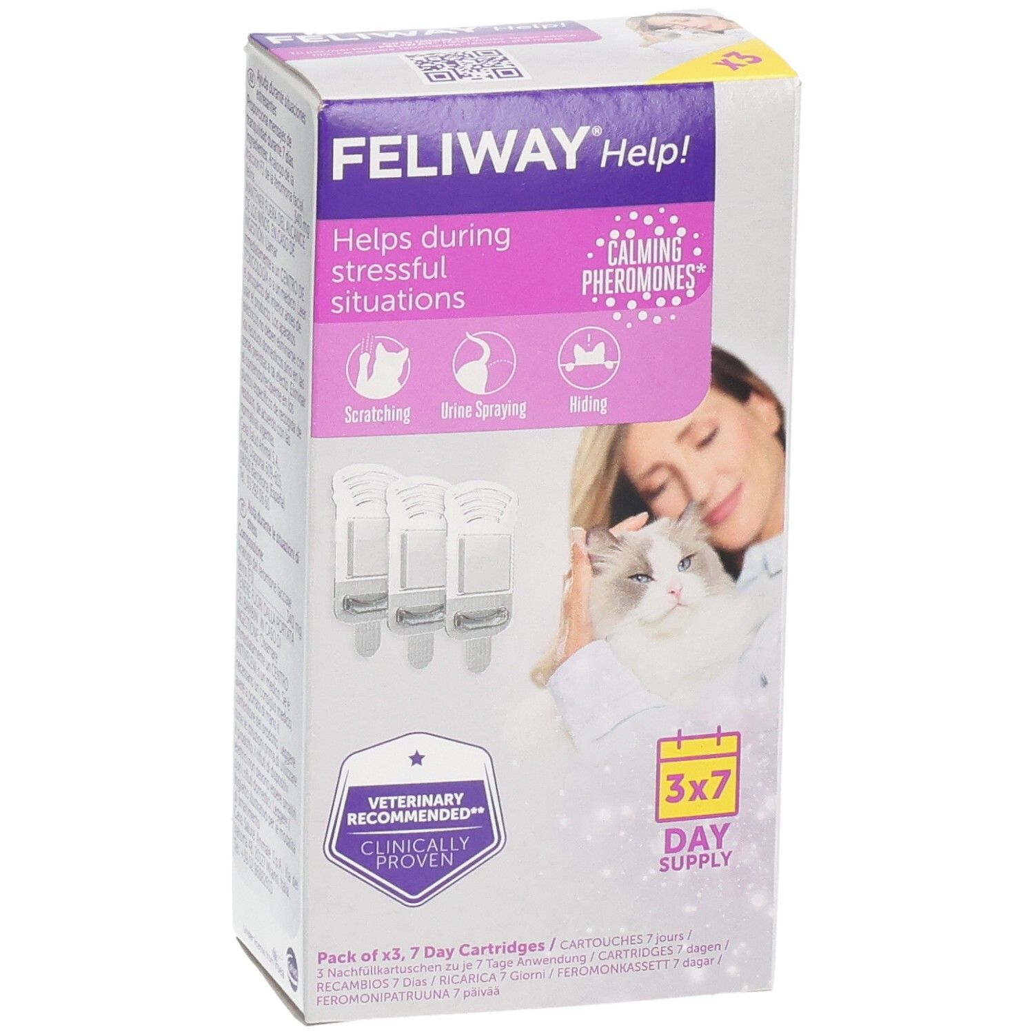 FELIWAY Help! Pack de 3 cartouches de 7 jours. Recommandé par les vétérinaires, cliniquement prouvé.