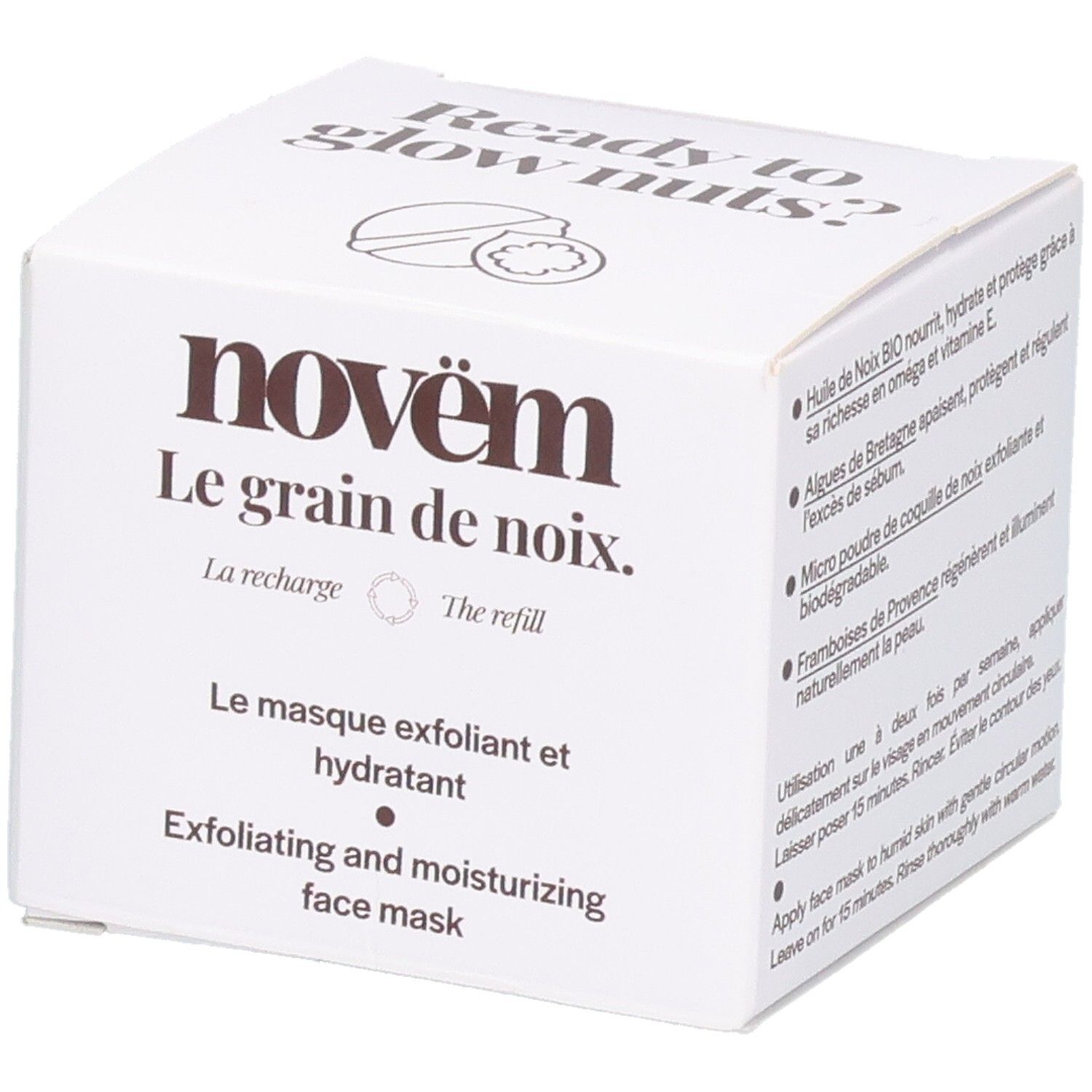 Novem Le grain de noix: Recharge masque visage exfoliant et hydratant.