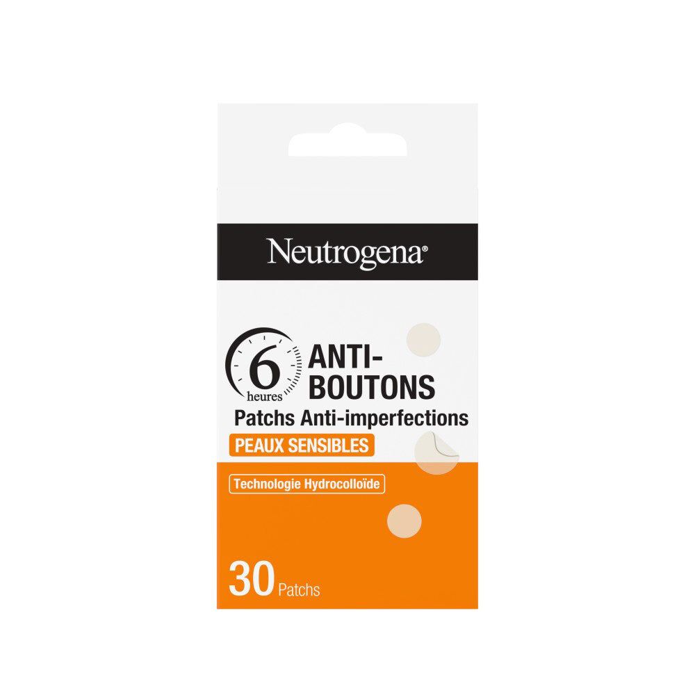 Boîte Neutrogena Anti-Boutons de 30 patchs hydrocolloïdes pour peaux sensibles.