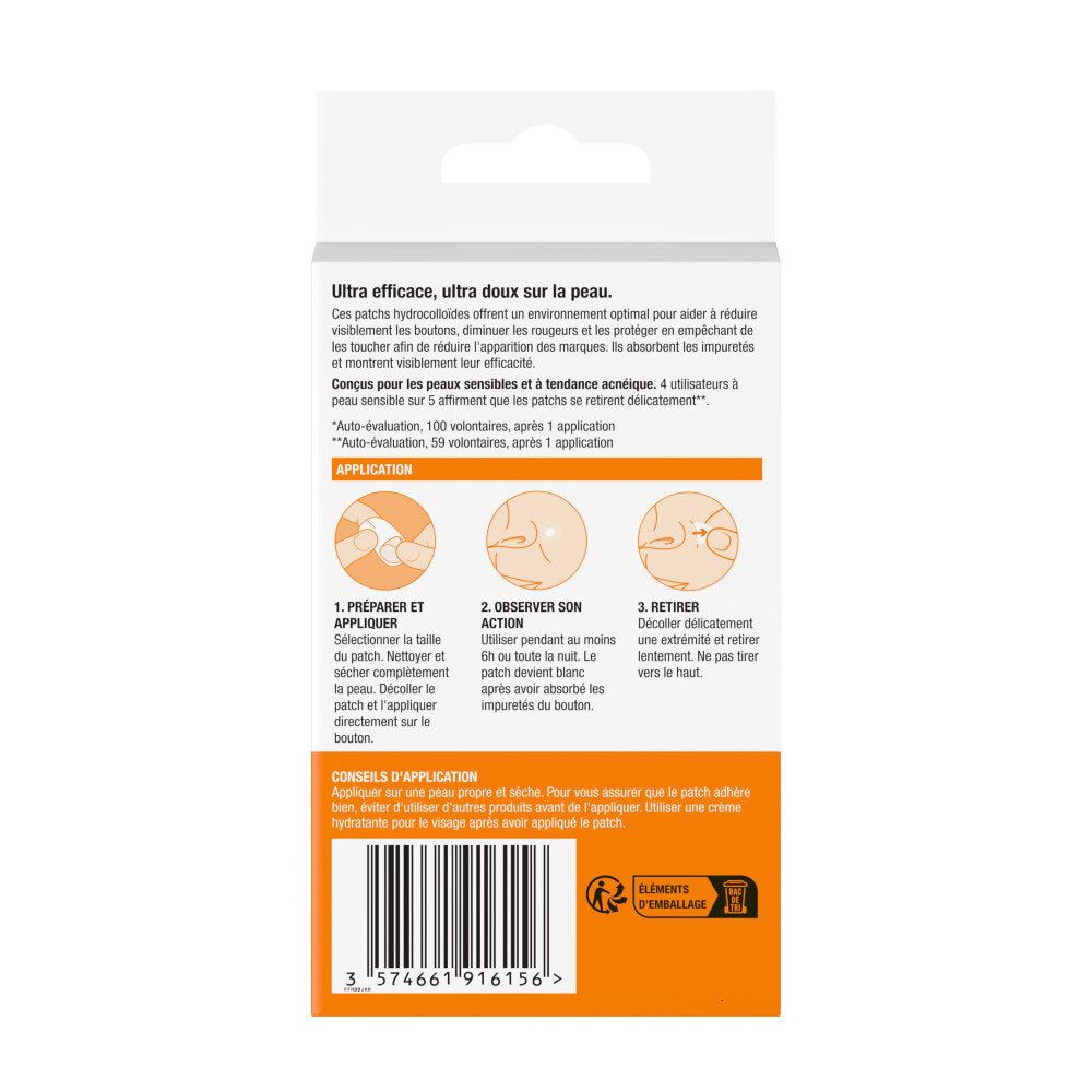 Arrière de la boîte Neutrogena Anti-Boutons avec instructions d'application et informations produit.