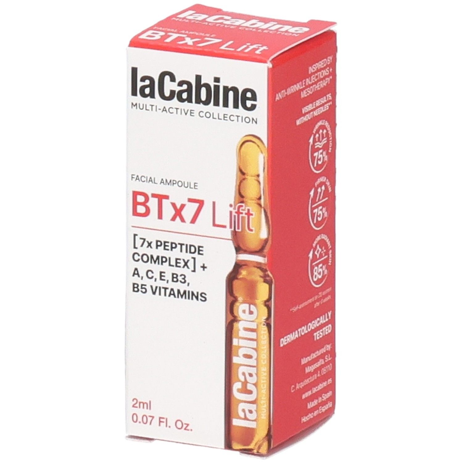 Ampoule visage LaCabine BTx7 Lift avec complexe 7 peptides et vitamines. 2ml.