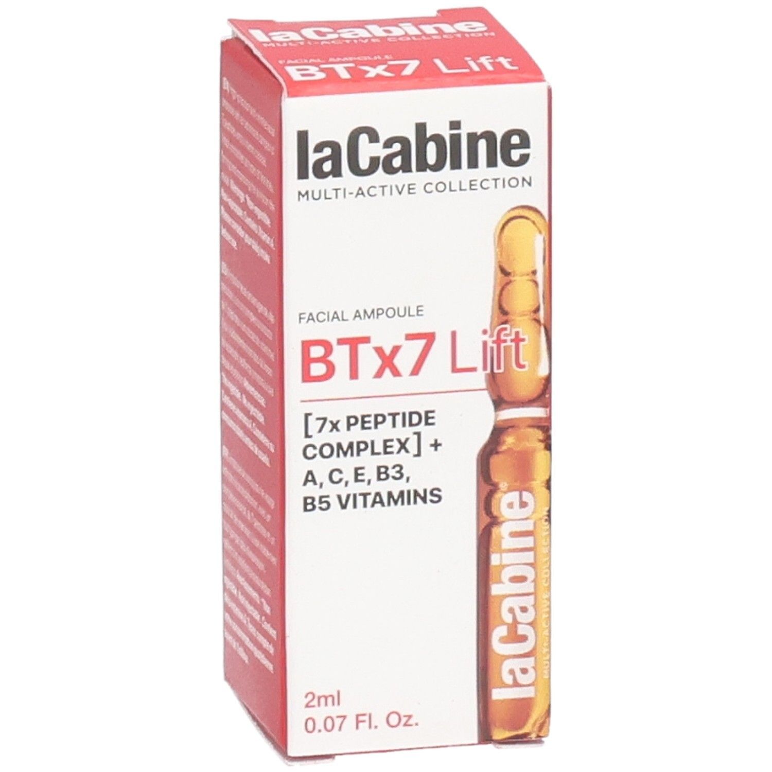 Ampoule visage LaCabine BTx7 Lift avec complexe 7 peptides et vitamines. 2ml.