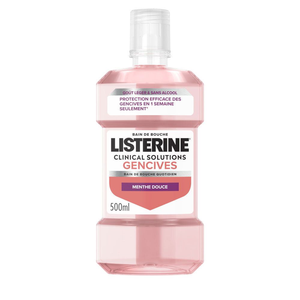 Listerine Clinical Solutions Gencives Bain de Bouche, 500ml, sans alcool, saveur menthe douce.
