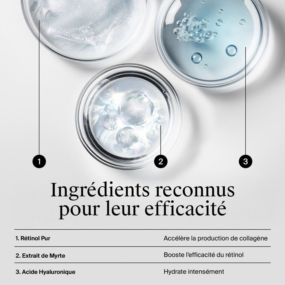Ingrédients Neutrogena Retinol Boost : rétinol, extrait de myrte, acide hyaluronique.