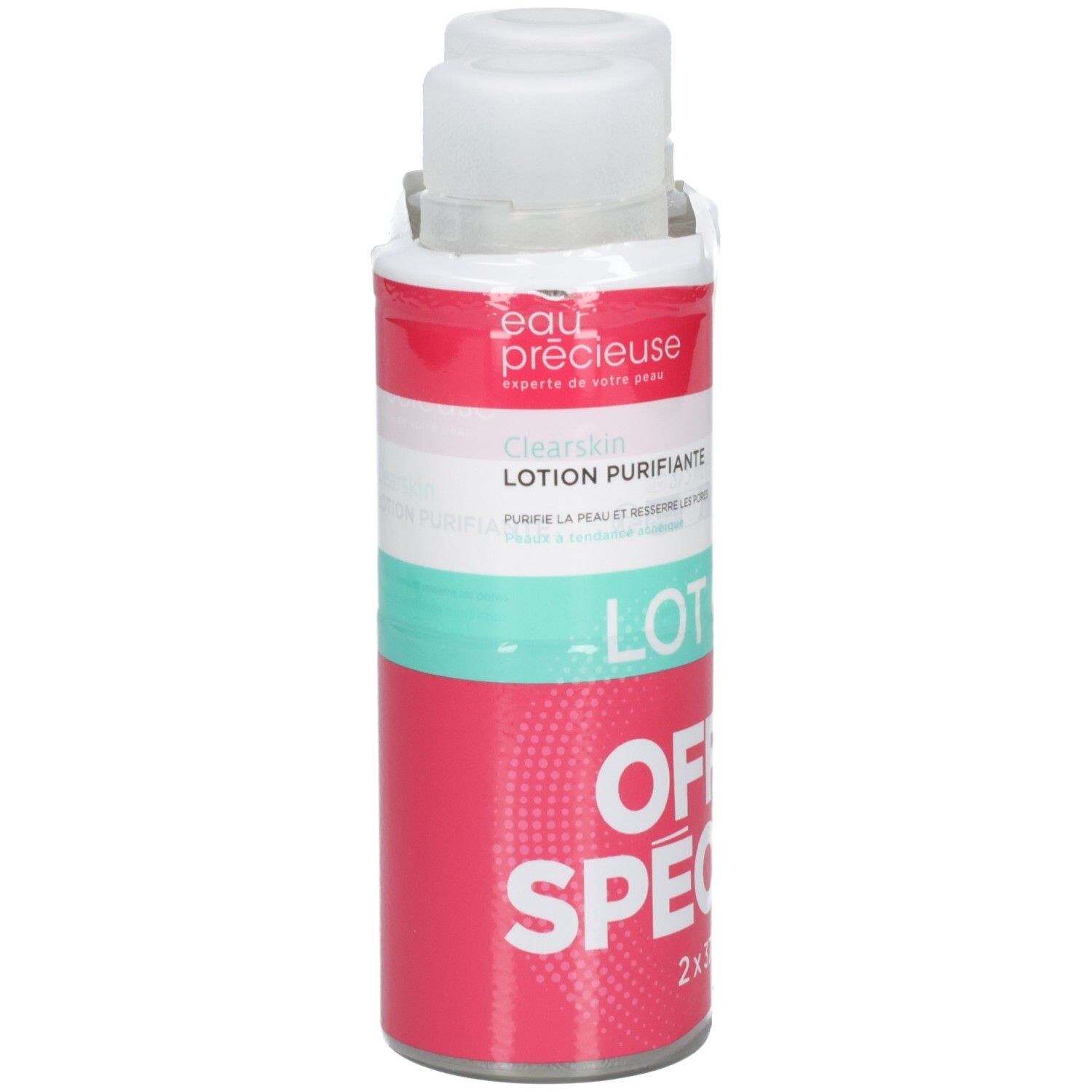 Eau Précieuse Lotion Purifiante Clearskin, un flacon avec bouchon blanc.