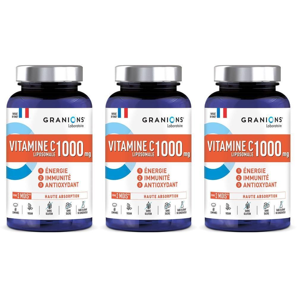 Trois flacons de Vitamine C 1000 mg Liposomale de Granions.