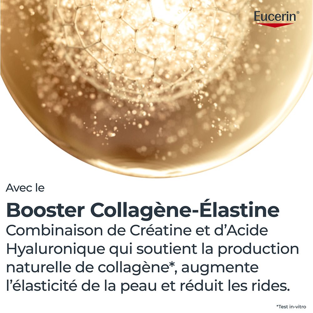 Gros plan de la texture Booster Collagène-Élastine pour Eucerin Hyaluron-Filler.