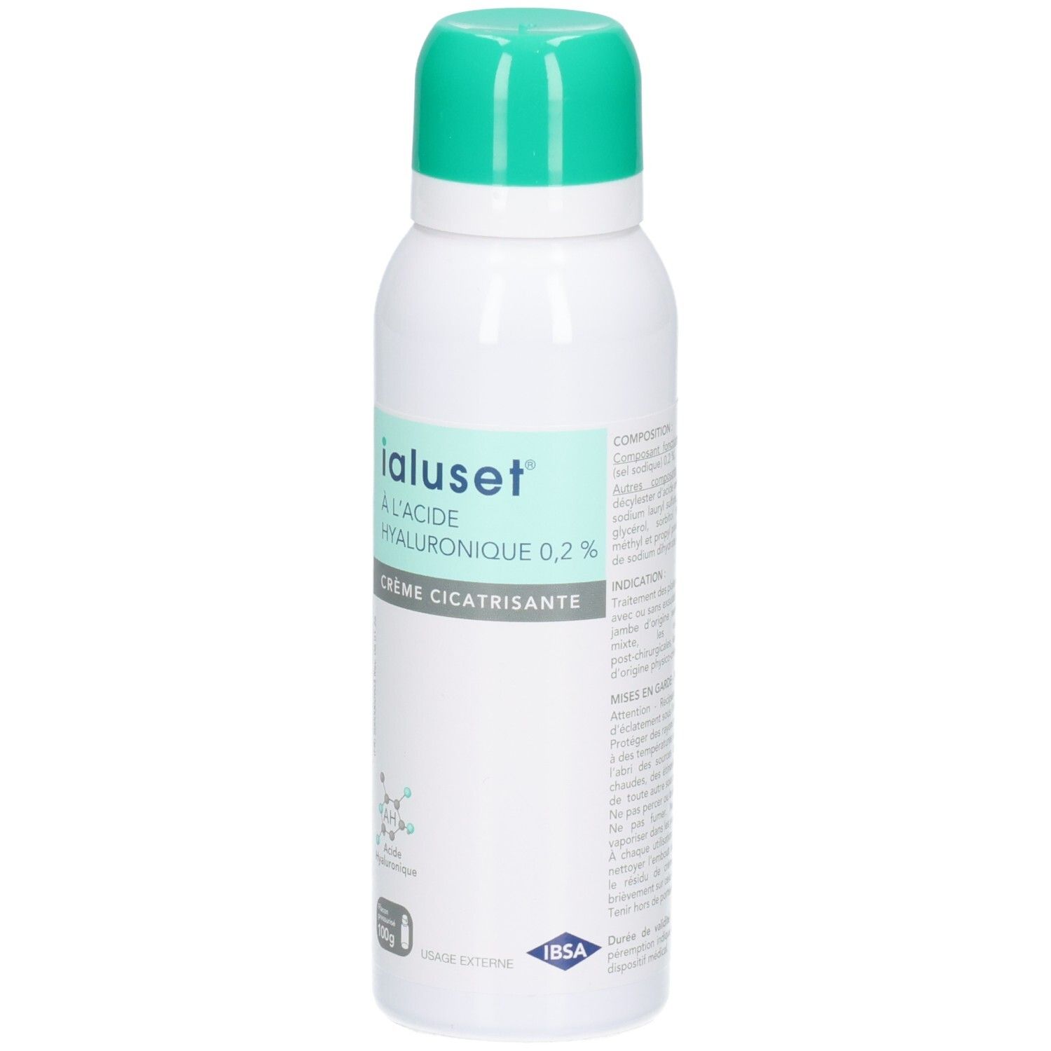 Ialuset crème acide hyaluronique 0,2%, face avant avec informations produit.